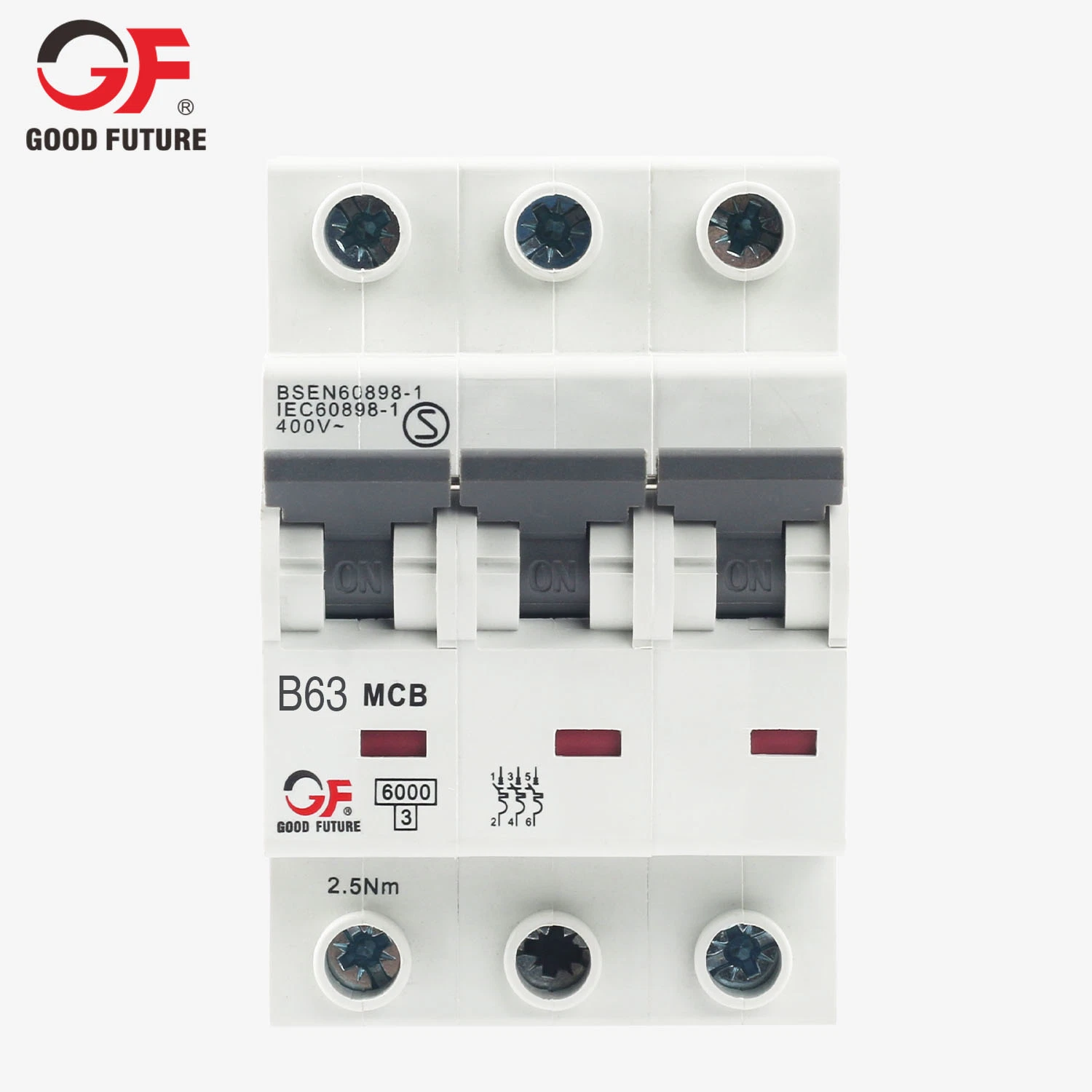 MCB High Short Circuit Breaking Capacity 6000A with Cable/U-Type Busbar/Pin-Type Busbar 3p 63A