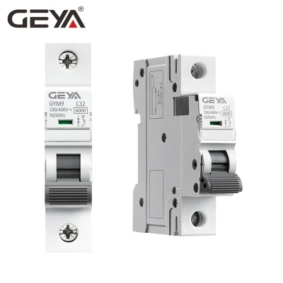 Geya Nuevo Gimnasio9 DC MCB 63A 250V 6ka Monofásico disyuntor miniatura MCB para sistema de energía solar fotovoltaica en el circuito de giro