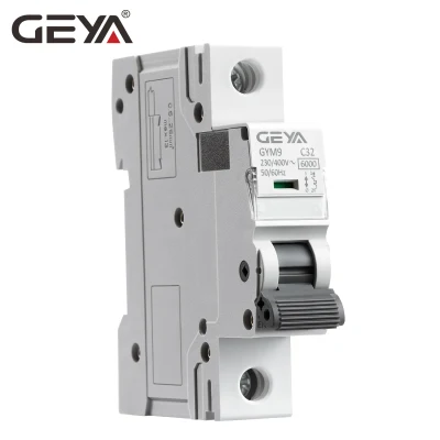 Geya Nuevo Gimnasio9 DC MCB 63A 250V 6ka Monofásico disyuntor miniatura MCB para sistema de energía solar fotovoltaica en el circuito de giro