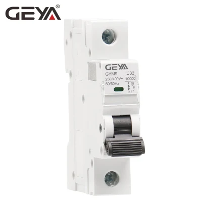  Geya Nuevo Gimnasio9 DC MCB 63A 250V 6ka Monofásico disyuntor miniatura MCB para sistema de energía solar fotovoltaica en el circuito de giro