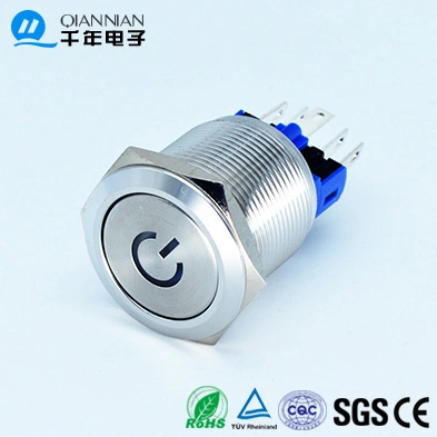 Símbolo de Potencia de 22 mm Interruptor de Botón Pulsador NC