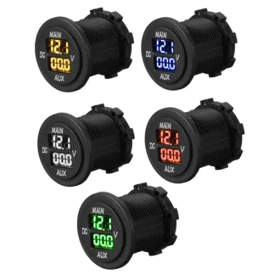 12V 24V AUX LED principal indicador de voltaje de voltímetro digital Dual Monitor de batería de instrumentos