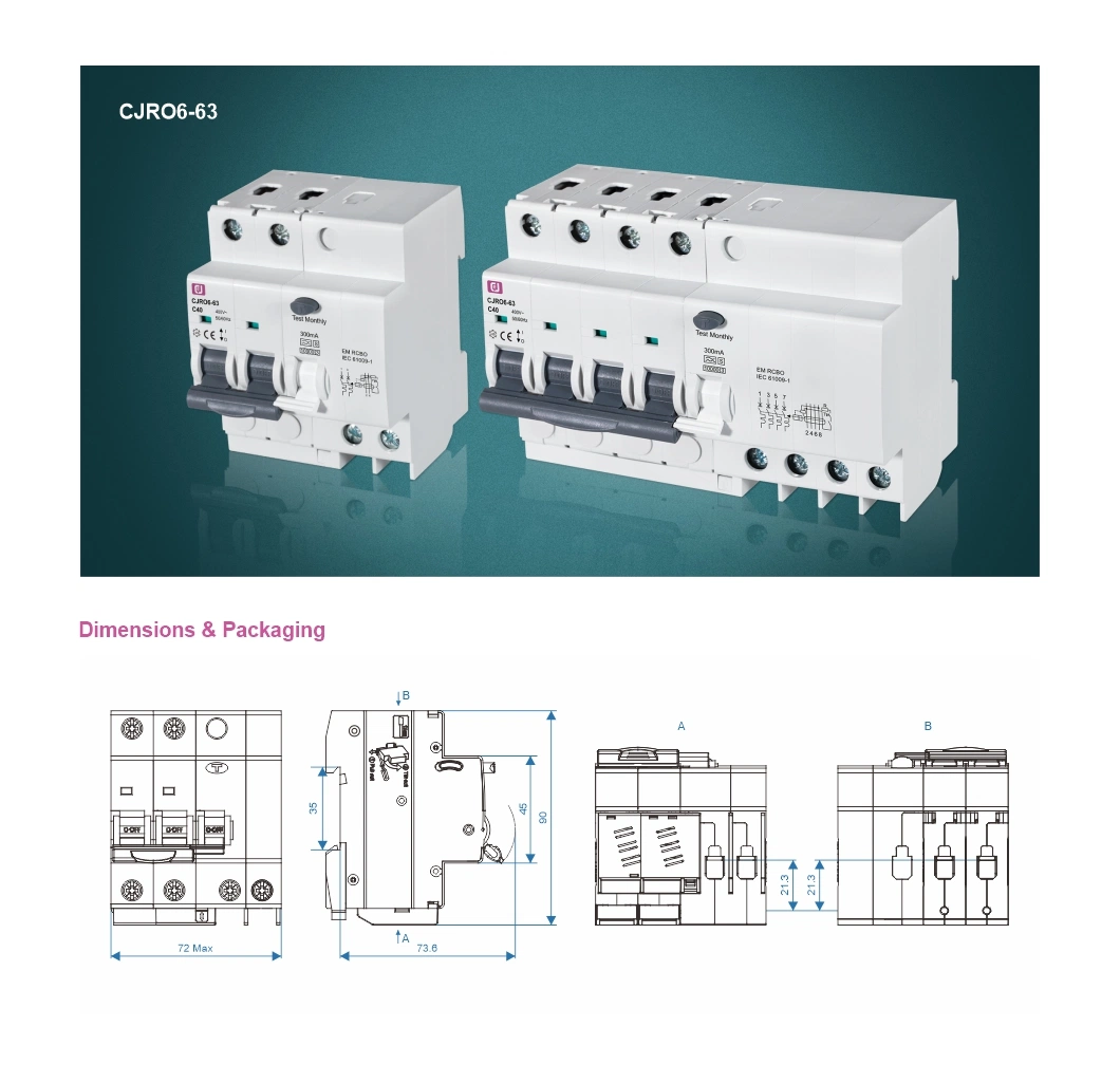 Wholesale Price DIN Rail Mounting RCBO, RCCB, MCB Residual Current Circuit Breaker