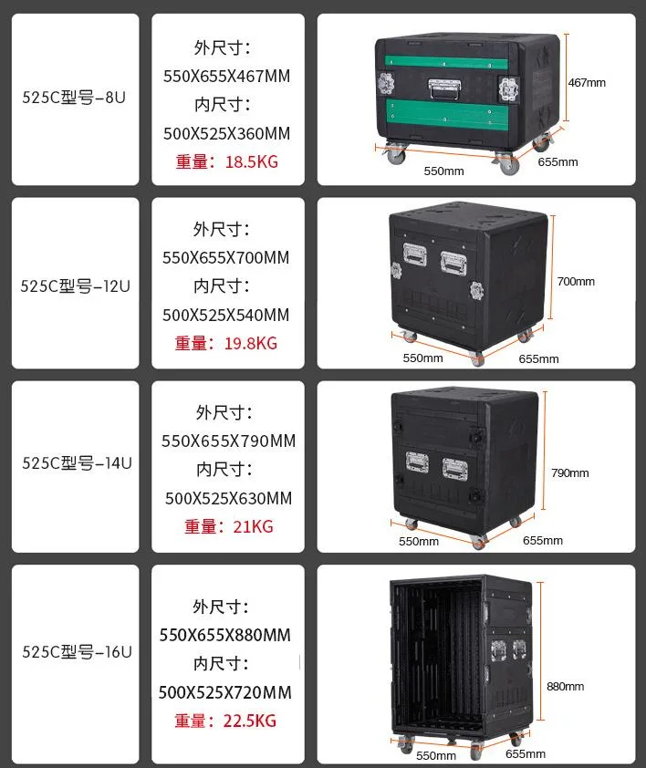 16u PRO Audio Shockmount Power Distro Rack 3 Phase Power Distribution Box