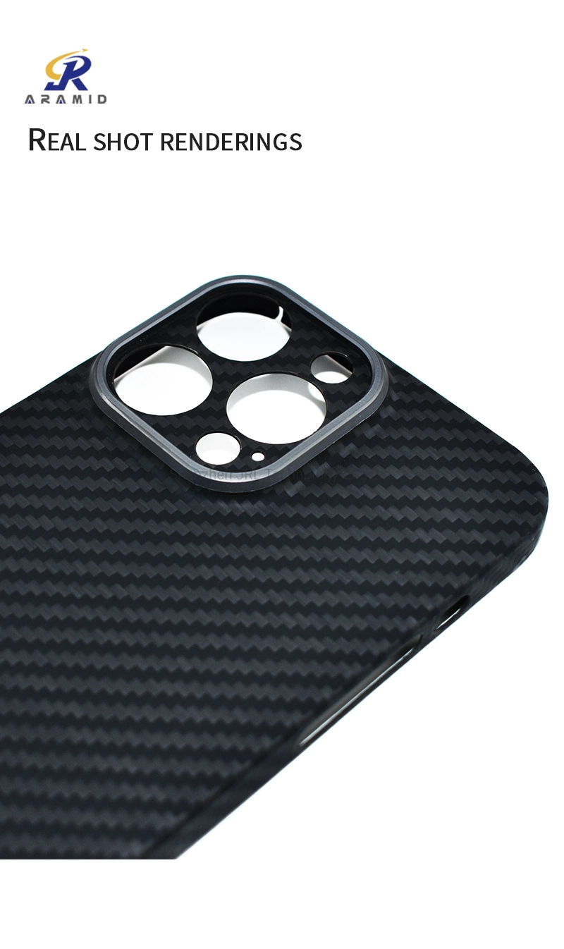 Unique Camera Metal Ring Full Protection Design Aramid Carbon Fiber Phone Case for iPhone 14