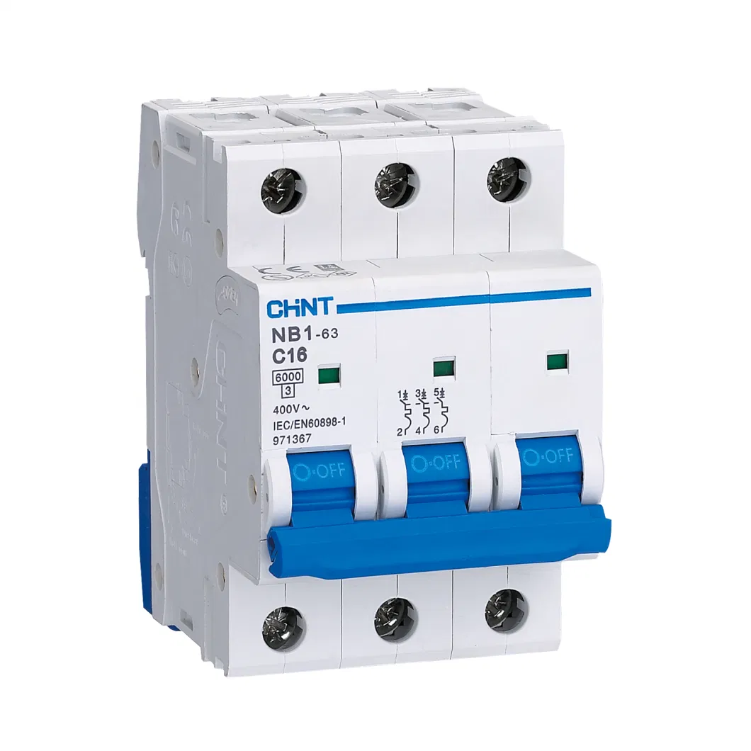 Chint Original Nb1-63 6ka Nb1-63h 10ka MCB 1p 2p 3p 4p 1A 2A 3A 4A 6A 10A 16A 20A 25A 32A 40A 50A 63A Type B Type C Type D Chnt Mini Circuit Breaker