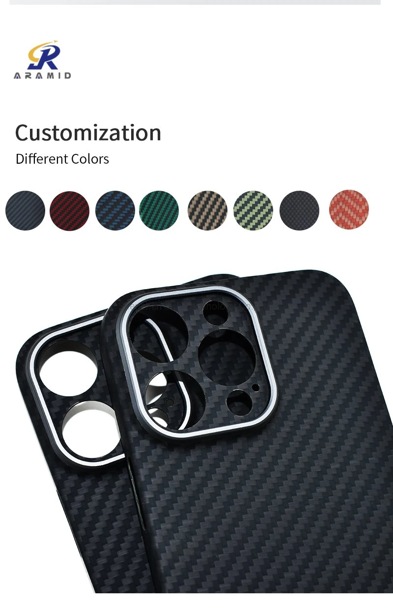 Unique Camera Metal Ring Full Protection Design Aramid Carbon Fiber Phone Case for iPhone 14