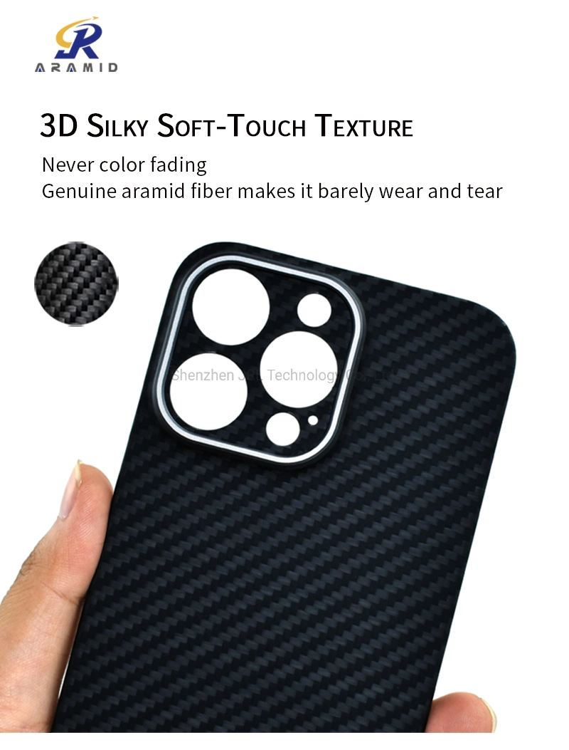 Unique Camera Metal Ring Full Protection Design Aramid Carbon Fiber Phone Case for iPhone 14