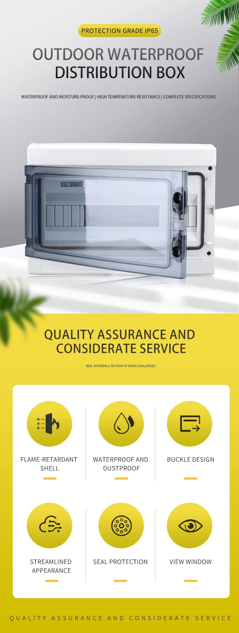 Distribution Box Consumer Unit Plastic 18 Way Surface Mounting dB IP30 with CE Certified