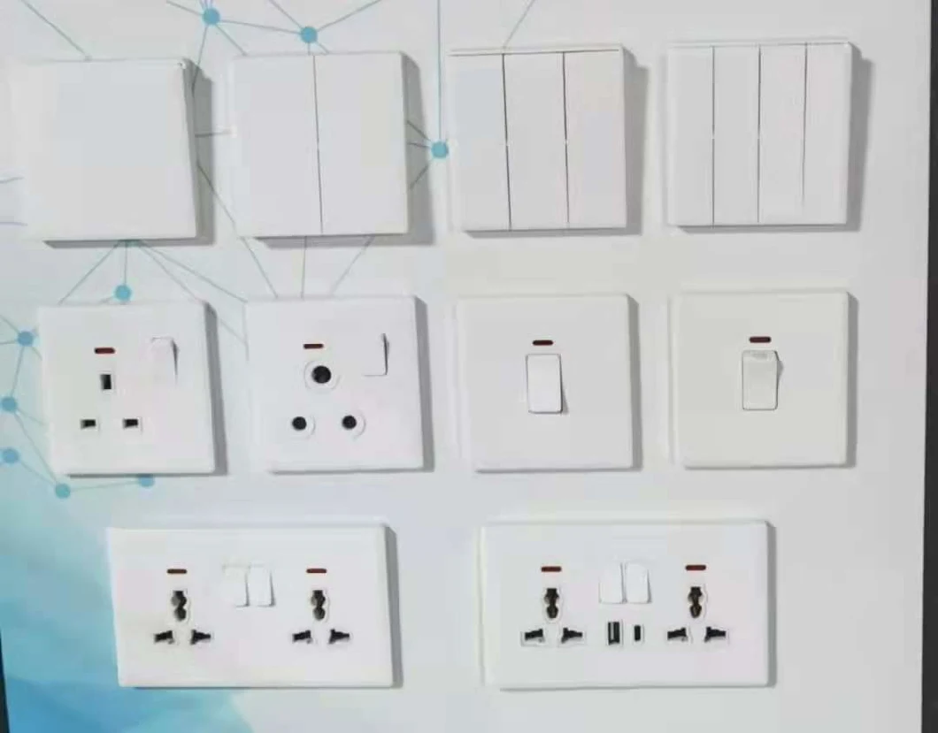 4gang 1way Wall Switch White Color PC Electric Wall Switch