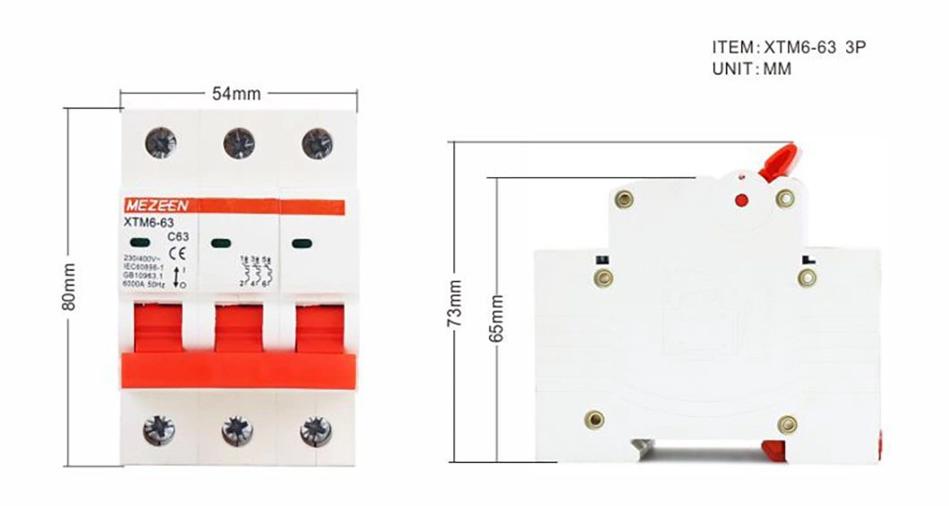 Mezeen MCB Miniature Circuit Breaker 1 2 3 Pole 1-63A