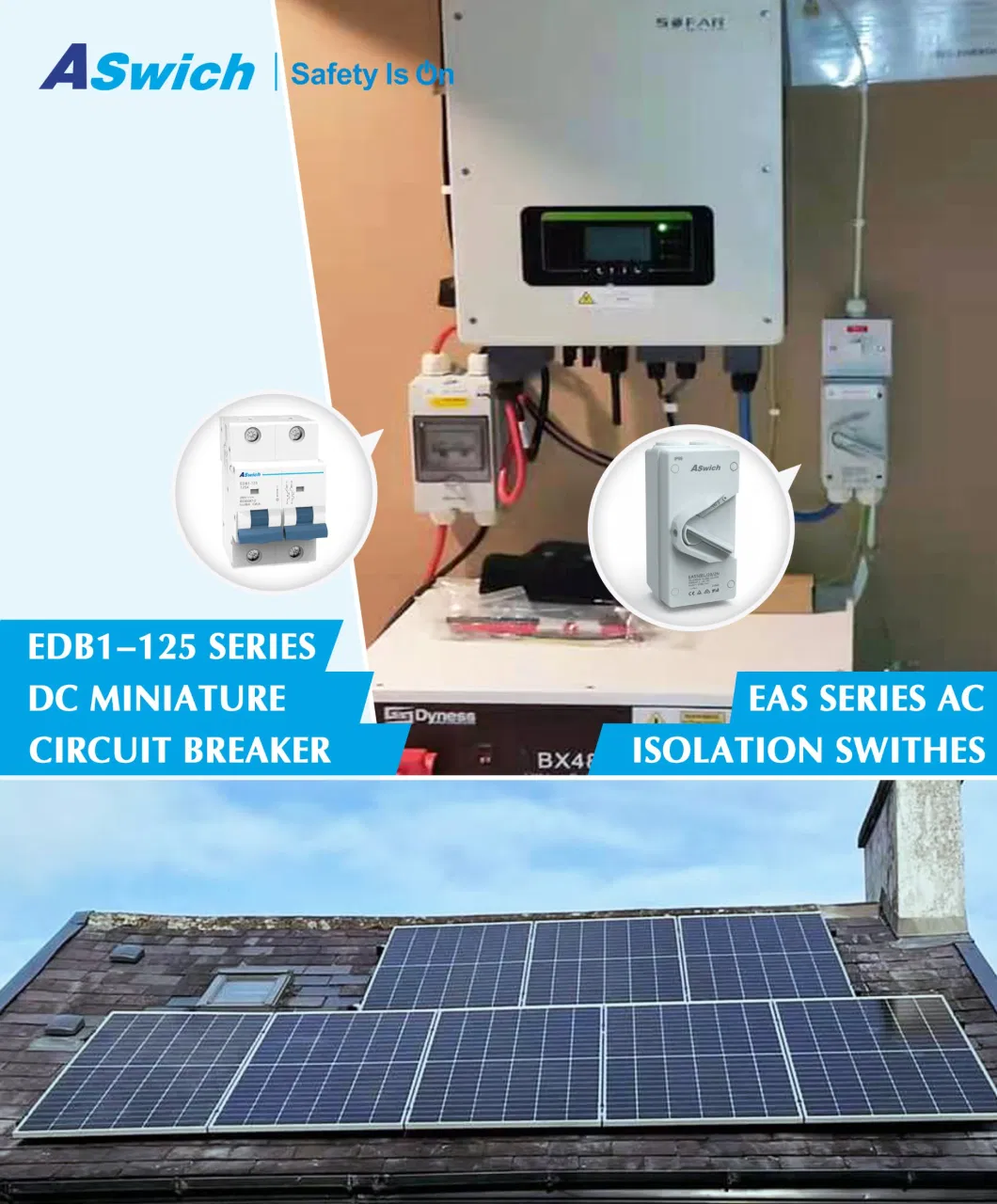 Enclosed IP66 Solar MCB 200V DC 125A Battery MCB Solar PV MCB Circuit Breaker