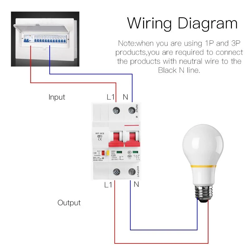 Smart Life APP Remote Control WiFi Circuit Breaker for Amanzon Alexa and Google Home