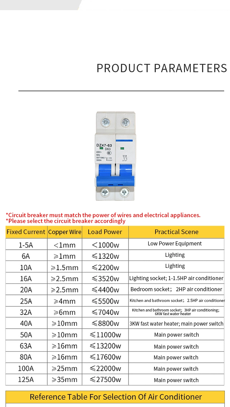 Using for Low Power Equipment/Lighting/Main Power Switch Air Switch Circuit Breaker