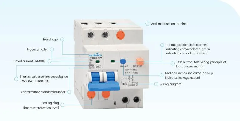 AC Earth Leakage Circuit Breaker Device Single Phase C Curve 20AMP ELCB/RCCB/RCD