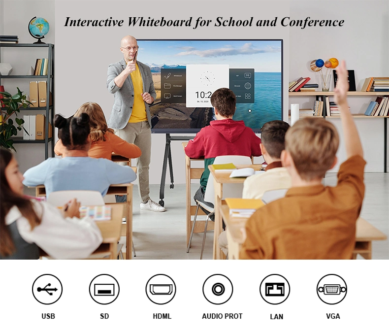 110 Inch Built-in Camera Microphone Wireless Projection Multi Touch Screen Digital Electronic White Board Interactive Flat Panel for Classroom &amp; Meeting