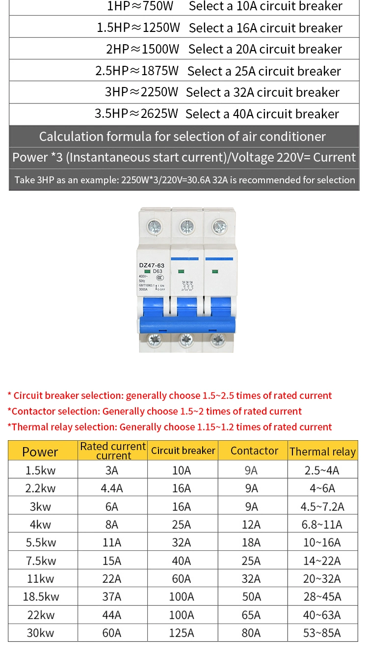 Using for Low Power Equipment/Lighting/Main Power Switch Air Switch Circuit Breaker