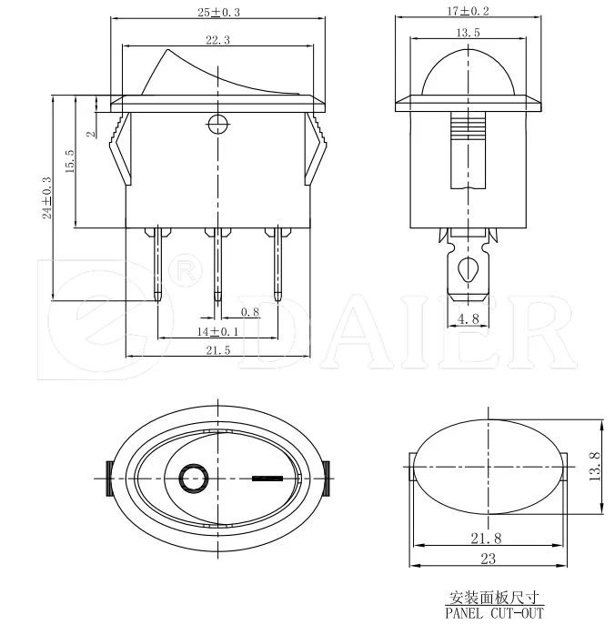 on on Mini Kcd1 3 Pins 6A 250V Rocker Switch