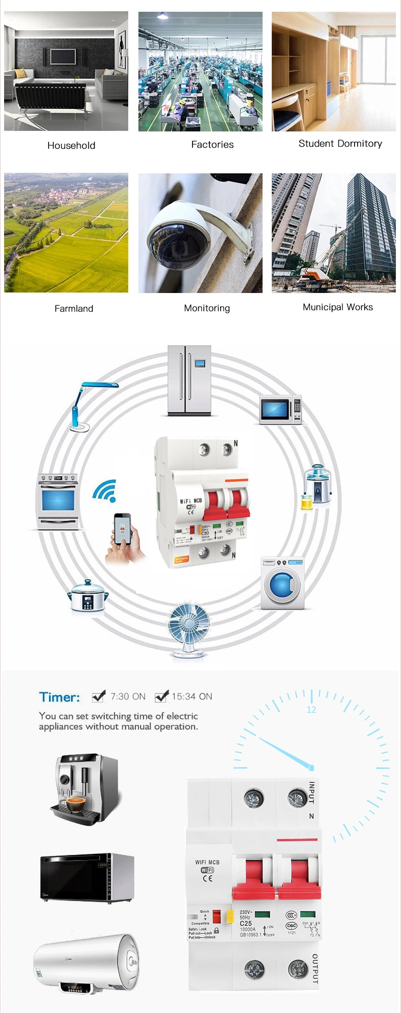 Smart Life APP Remote Control WiFi Circuit Breaker for Amanzon Alexa and Google Home