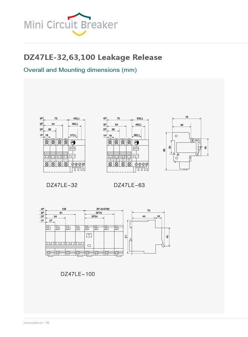 Dz47le Leakage Trip Unit Leakage Release 30mA