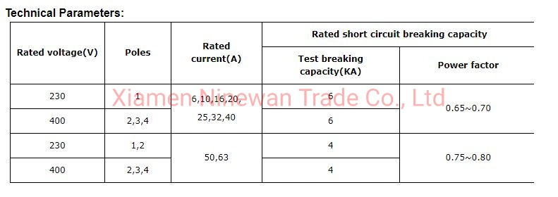 China Electric Supply Single Pole 6A-63A MCB