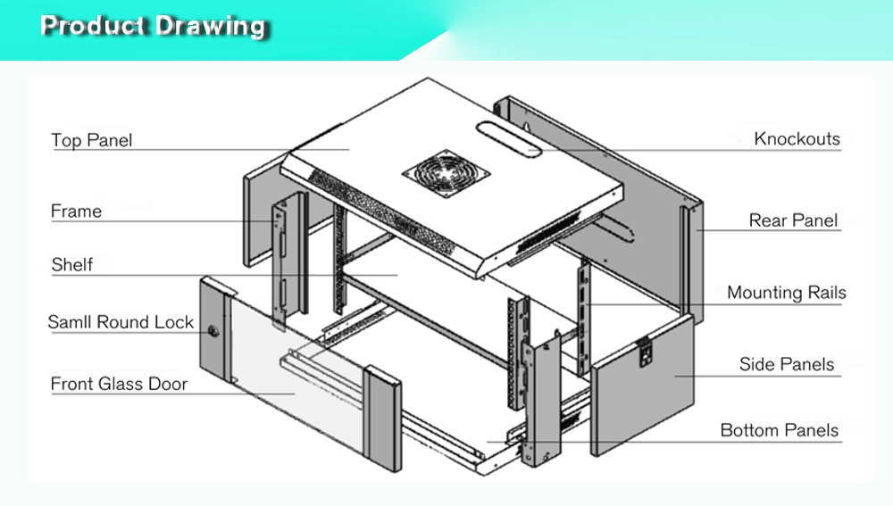 19 Inch Small Server Rack Wall Mount 350*600*450 in mm