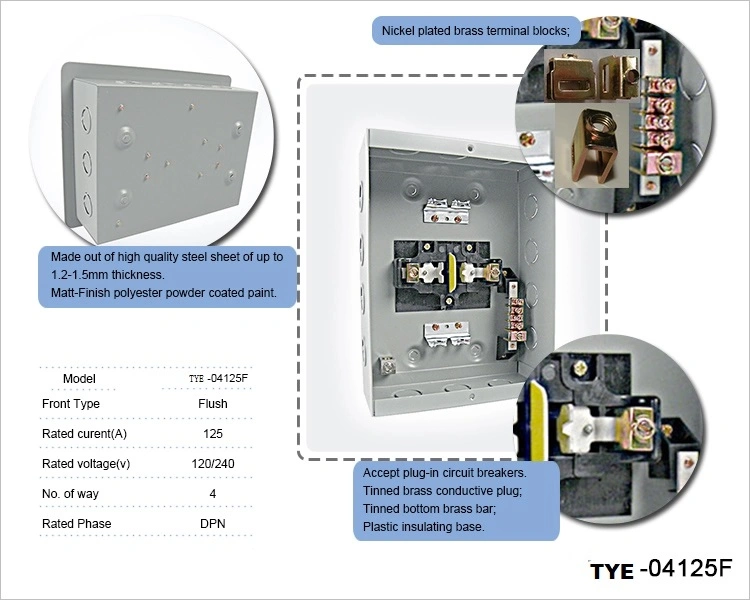 Tye 4way Load Centers Modularenclosures Plug in Circuit Breaker 120/240V 1p3w Panel Board