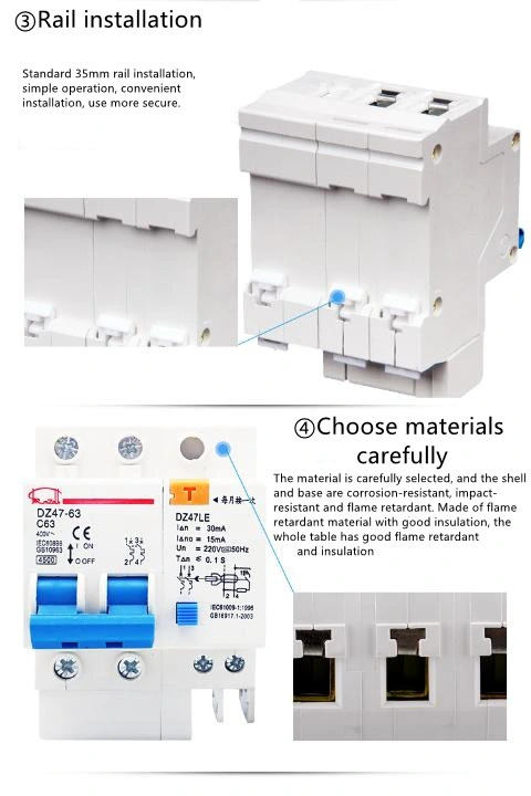Factory 20A 32A Gwiec Plug-in Electronic Type RCBO Breakers ELCB Dz47le