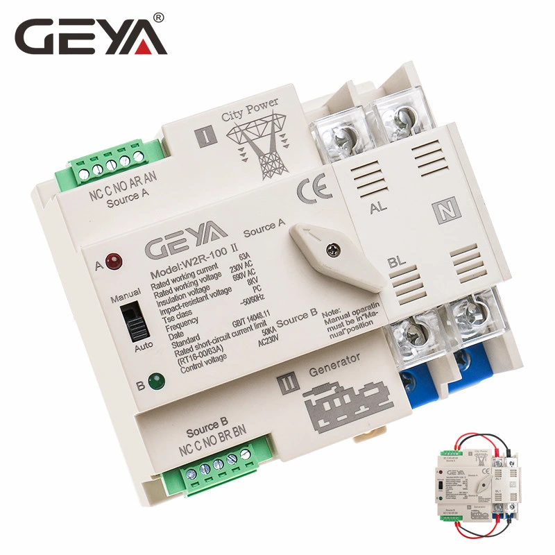 Geya W2r-110V-3p Electric Residential Transfer Geya 3 Phase Automatic Changeover Generator Switch