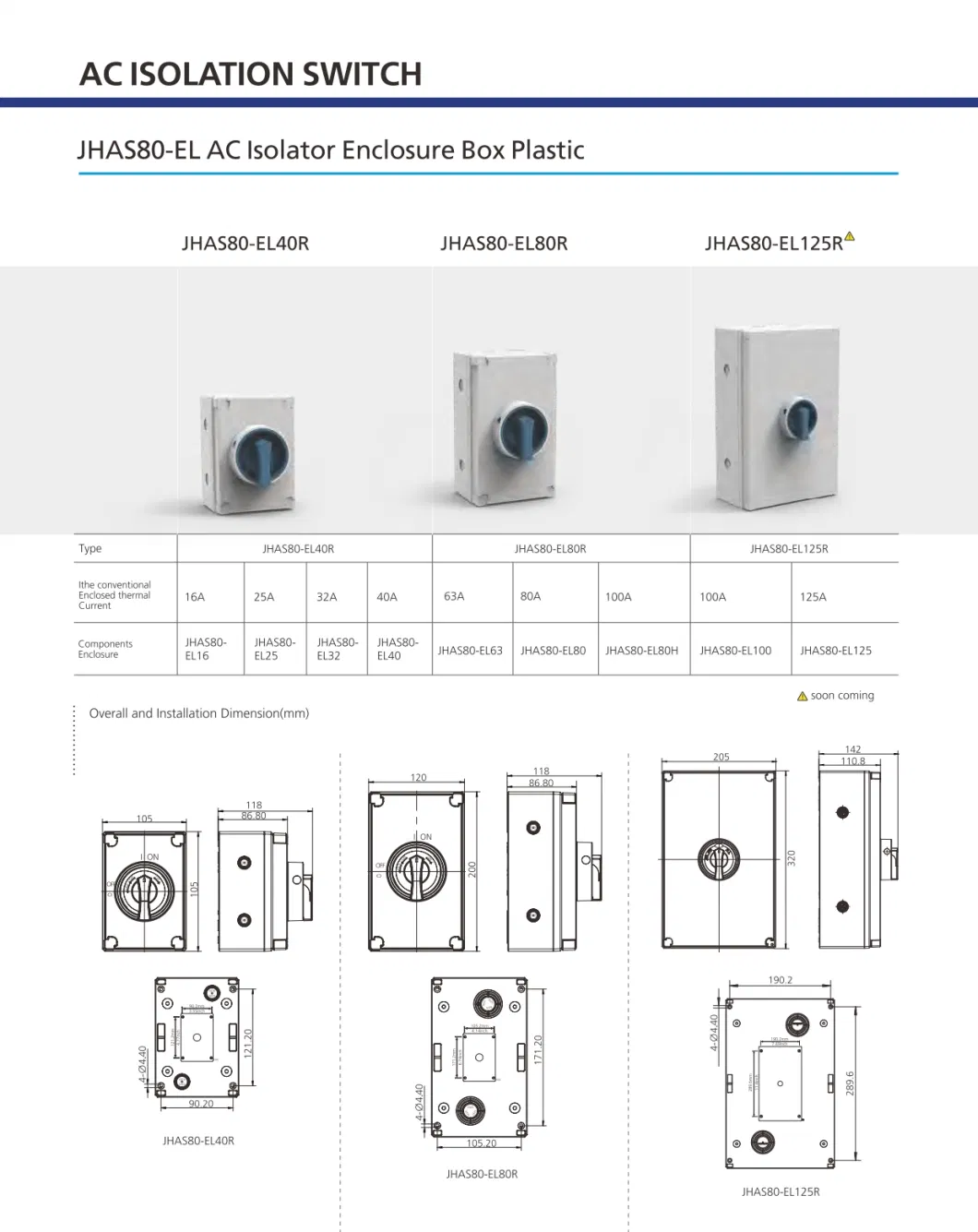 CE RoHS Weatherproof IP66 1p 2p 3p 20A 35A 40A 63A 80A 125A AC 250V-690V Isolating Switch