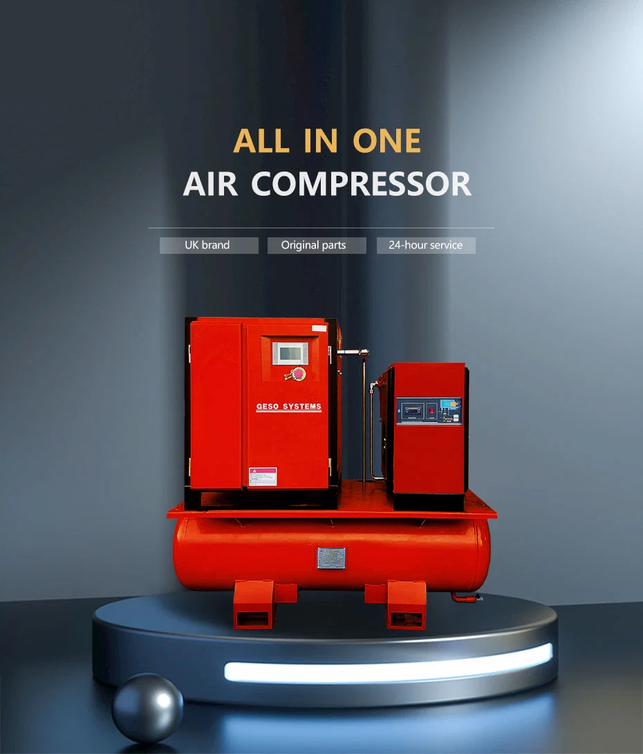 Geso UK Brand Bae-11td-18 Portable Screw Air Compressor with Air Tank 220V 50/60Hz 5.5kw 7.5HP Single Phase Screw Air Compressor