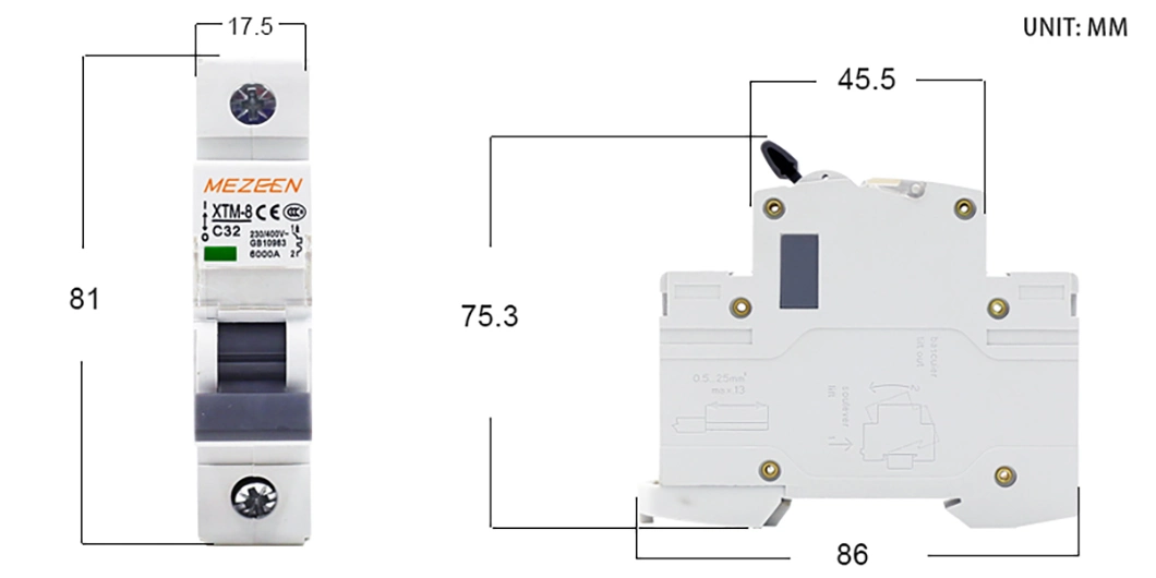 AC 230/400V 1p DIN Rail Mini Circuit Breaker