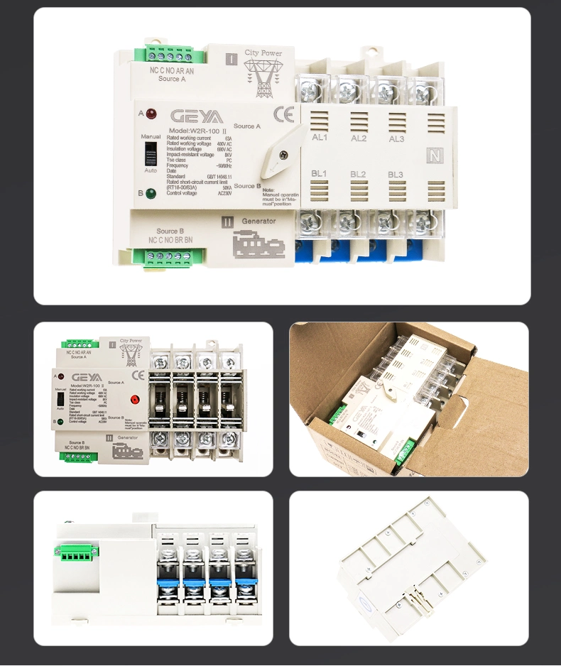 Geya W2r-110V-3p Electric Residential Transfer Geya 3 Phase Automatic Changeover Generator Switch