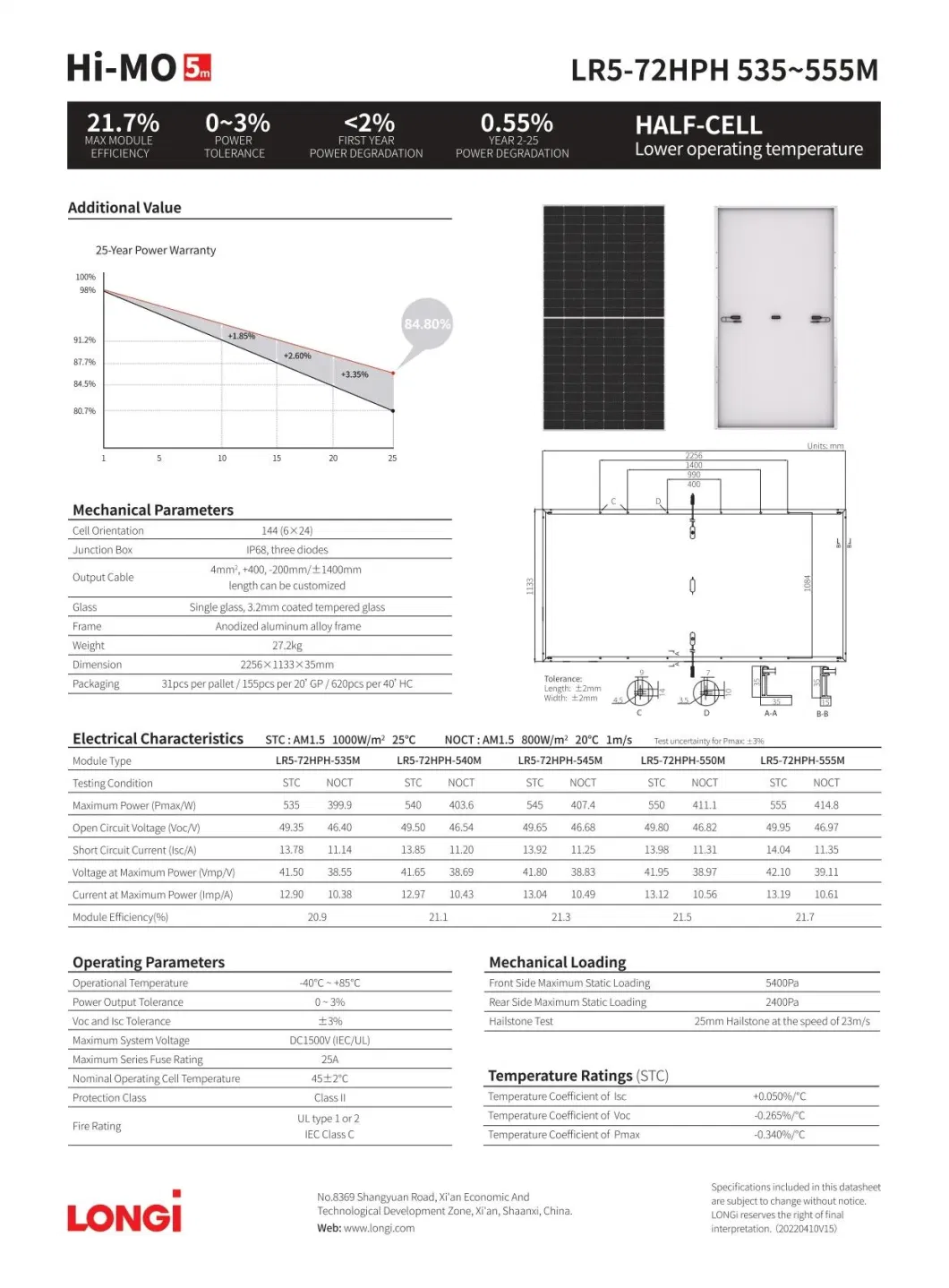 Longi 525W 530W 535W 540W 545W 550W 560W Solar Electric Panels Europe Warehouse