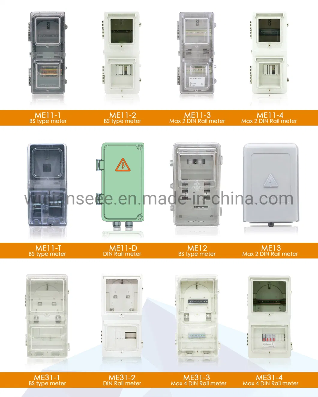 Hinge Type Three Phase Meter Enclosure with MCB Window