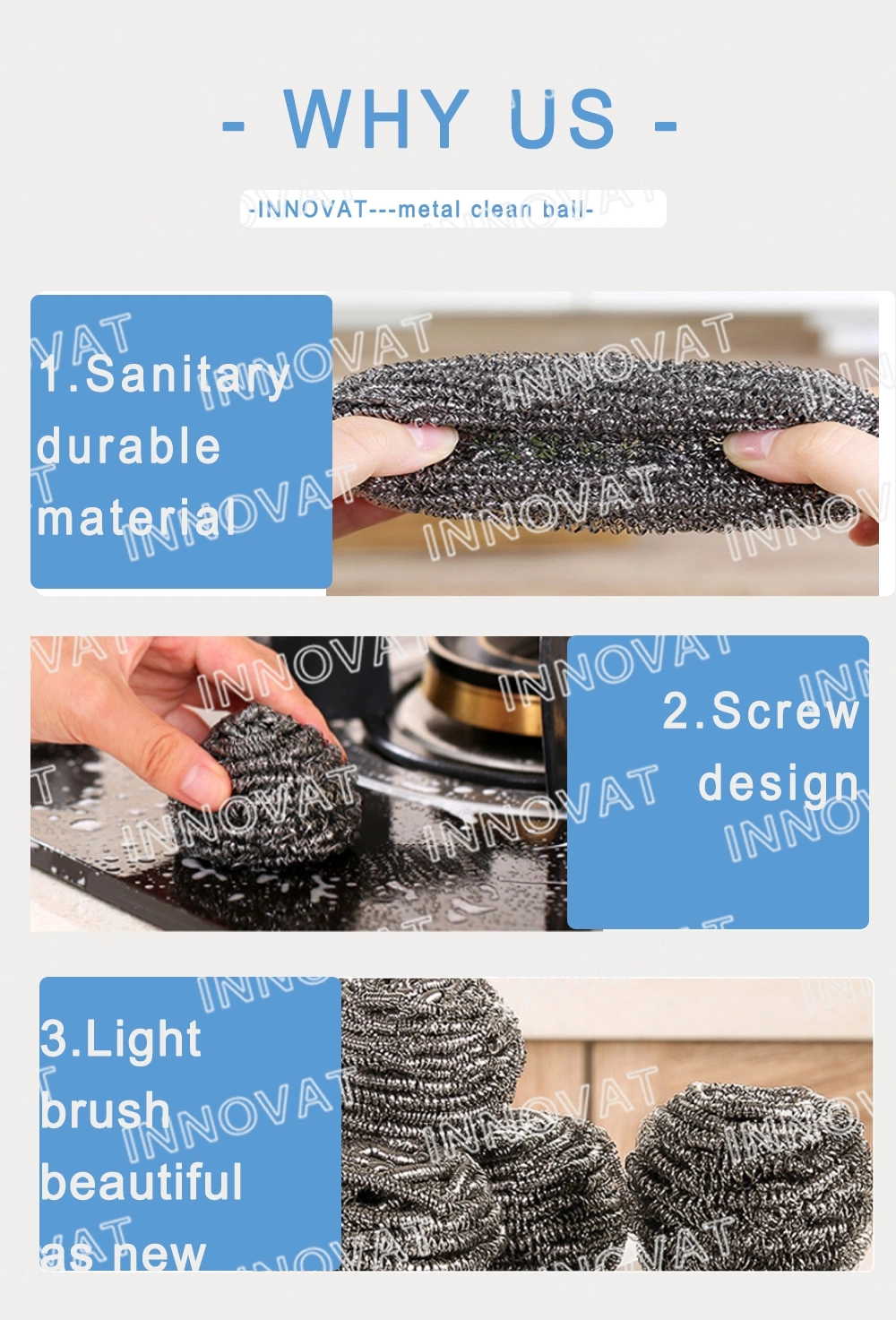 Eco-Friendly Metal Cleaning Ball for Kitchen Washing Scourer Cleaner