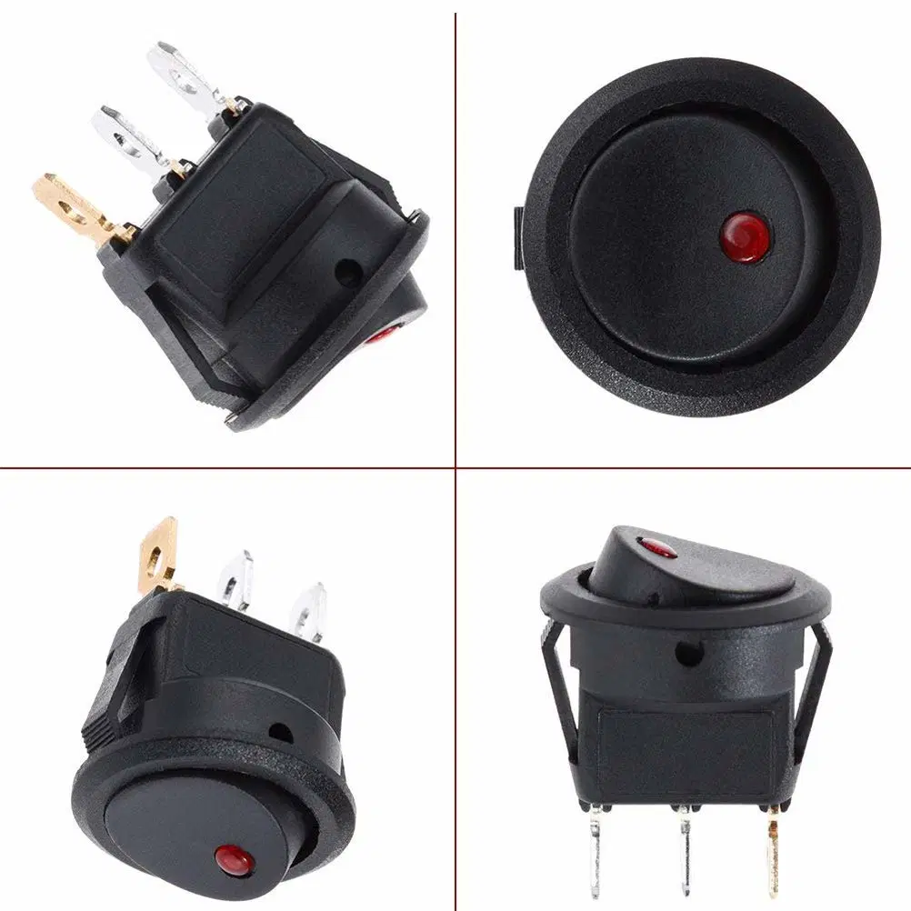 Car Switch 12V with LED Light, Mini Toggle Switch on/off DC 12V 20A Press Button Round Rocker Switch