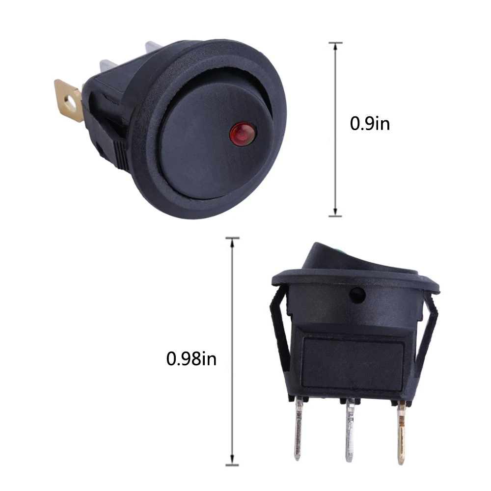 Car Switch 12V with LED Light, Mini Toggle Switch on/off DC 12V 20A Press Button Round Rocker Switch