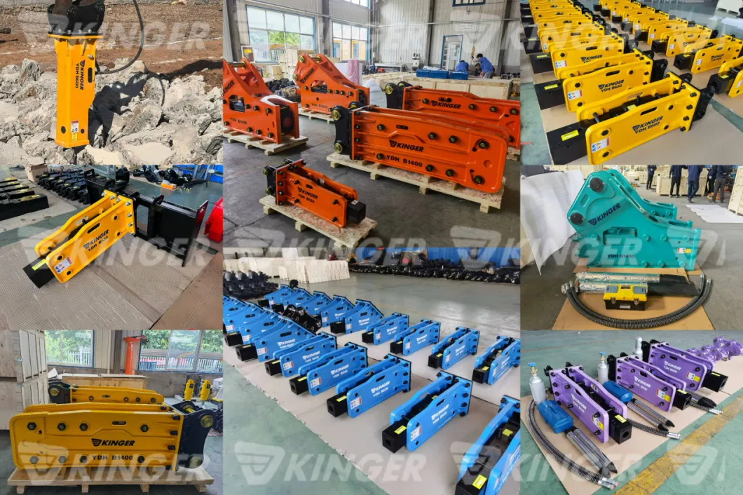 Kinger Mini Excavator Skid Steer Backhoe Demolition Hydraulic Jack Hammer Side Top Silent Box Type Stone Concrete Pile Impact Road Vibro Rock Breaker