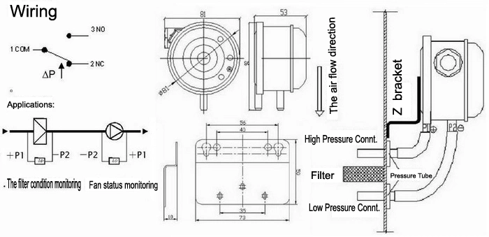 Honeywell Air Differential Pressure Switch Flow Indicator Controller Switch