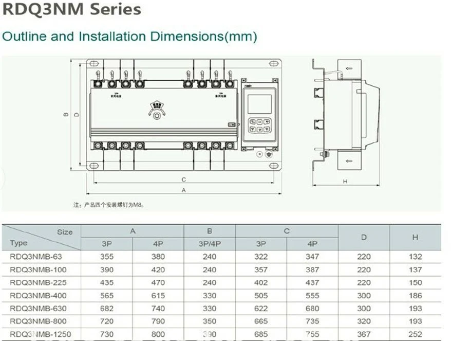 Rdq3NMB Series Dual Power Automatic Transfer Switch, CB Type Auto Changer Over Switch