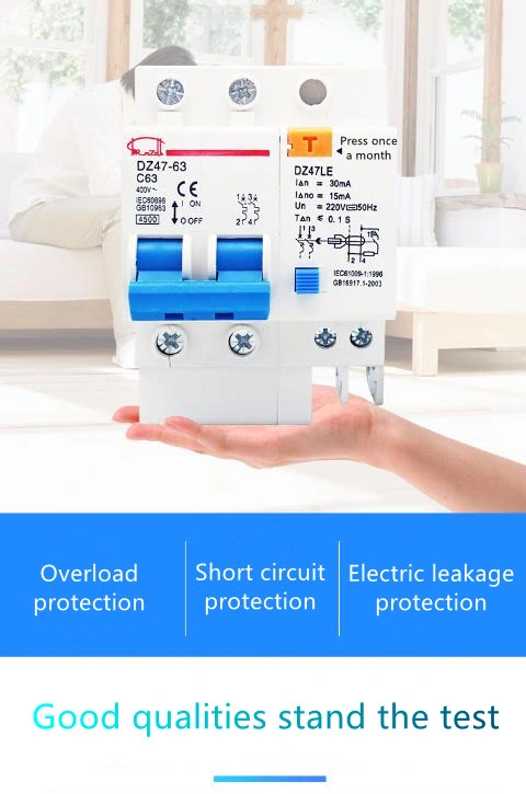 China 3p 6A Gwiec Plug-in Electronic Type RCBO Breaker Protector RCCB ELCB Dz47le