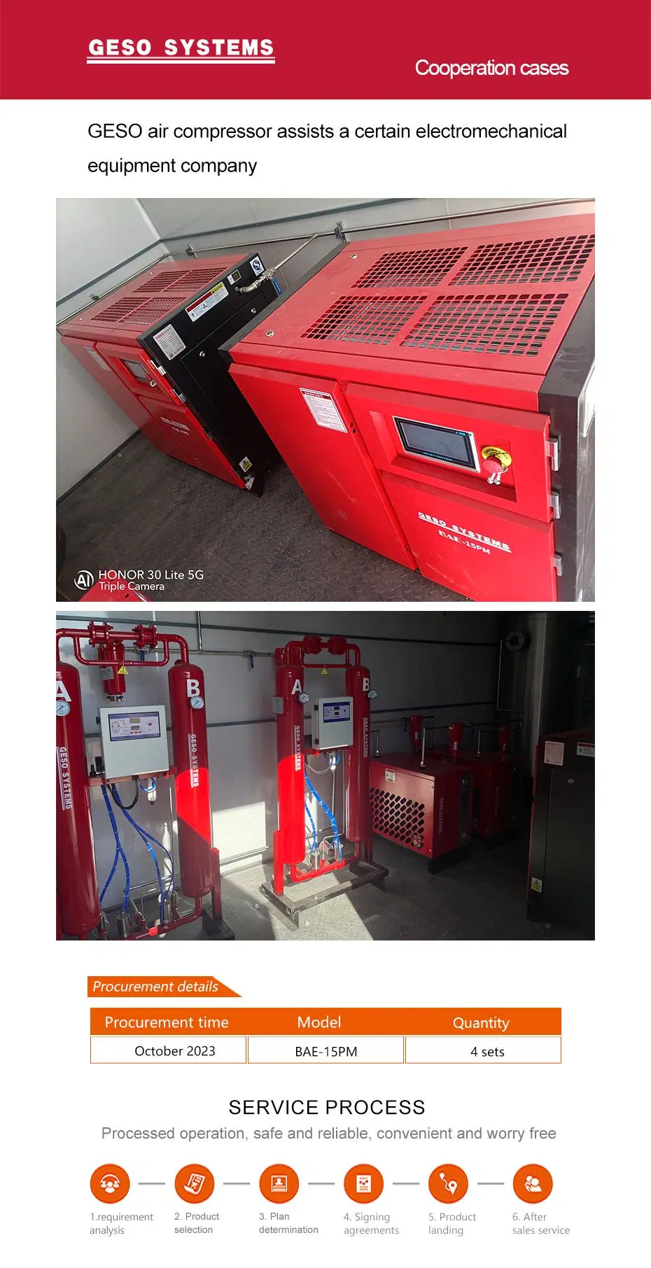 Geso UK Brand Bae-15td-10 High Quality 3 in 1 Combined Screw Type Air Compressor Single Phase 5.5kw 7.5 HP 220V 50Hz 60Hz 1pH with Air Dryer and Air Tank