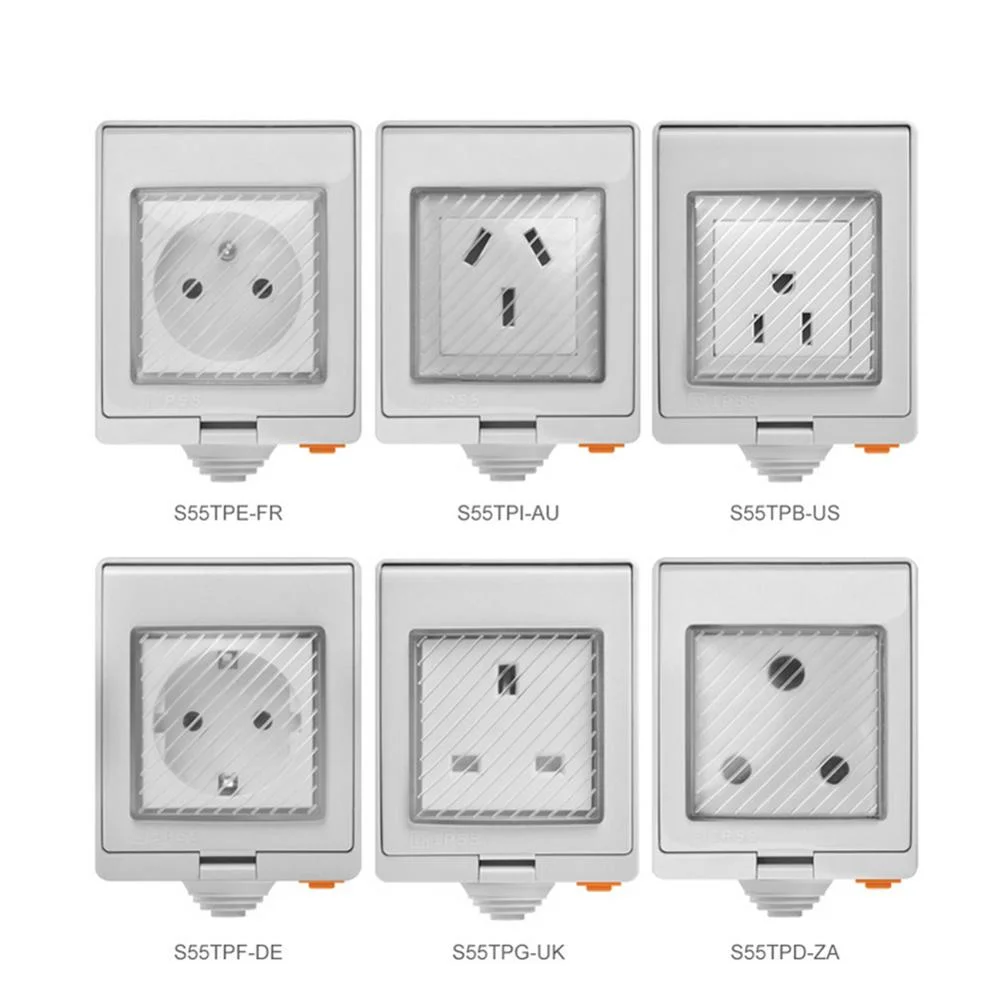 South Africa Type 250V/16A 1gang Outdoor IP55 Waterproof Wall Electrical Power Socket Switch Box