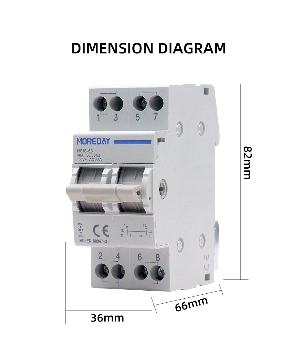 2p 40A 63A Manual MCB Mini Changeover Switch