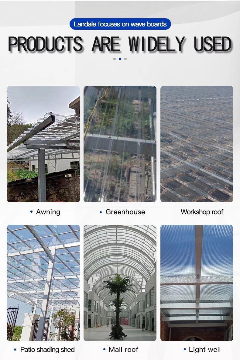 Chinese Factory Wholesale Polycarbonate Transparent Plastic Corrugated Panels, Used in Building Roofing, Agricultural Greenhouse, Awning, Carport Lighting Tile