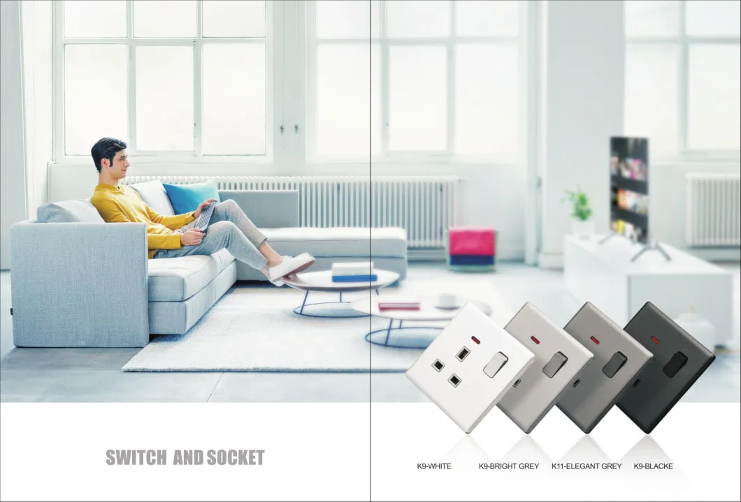 Wall Socket Double Switched with 2USB and 1 Type C Fast Charging 13 AMP 2 Gang Gray Electric Socket