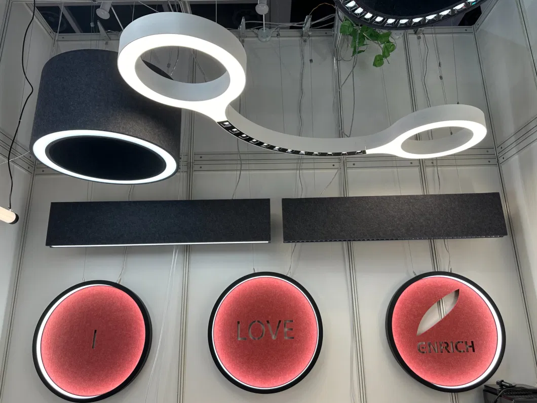 Customized Acoustic Panel in-Direct Lighting Circle LED Round Ring Hanging Light for Office/Hospital