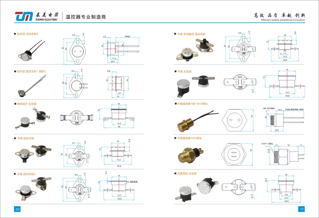 UL TUV VDE CQC Mini Thermal Switch Manual Reset Snap-Action Circuit Breaker Fuse Type 10A 250V