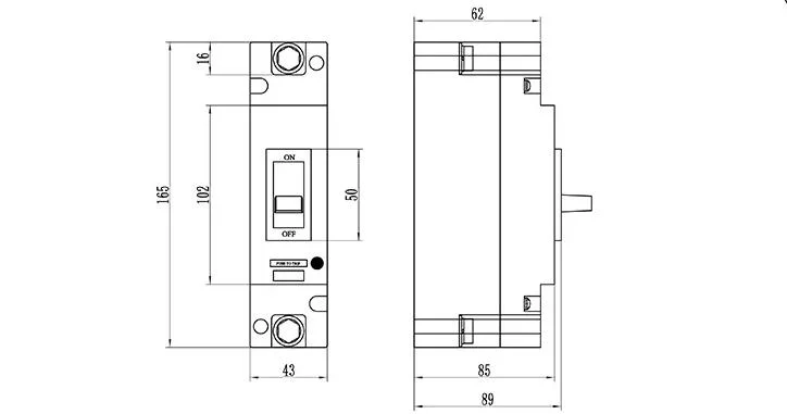 25ka 1p 100A Mini MCCB Moulded Case Circuit Breaker AC 230V, 230/400V